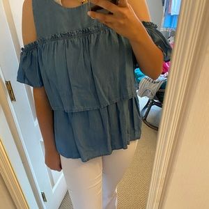 Cold Shoulder Ruffle Top